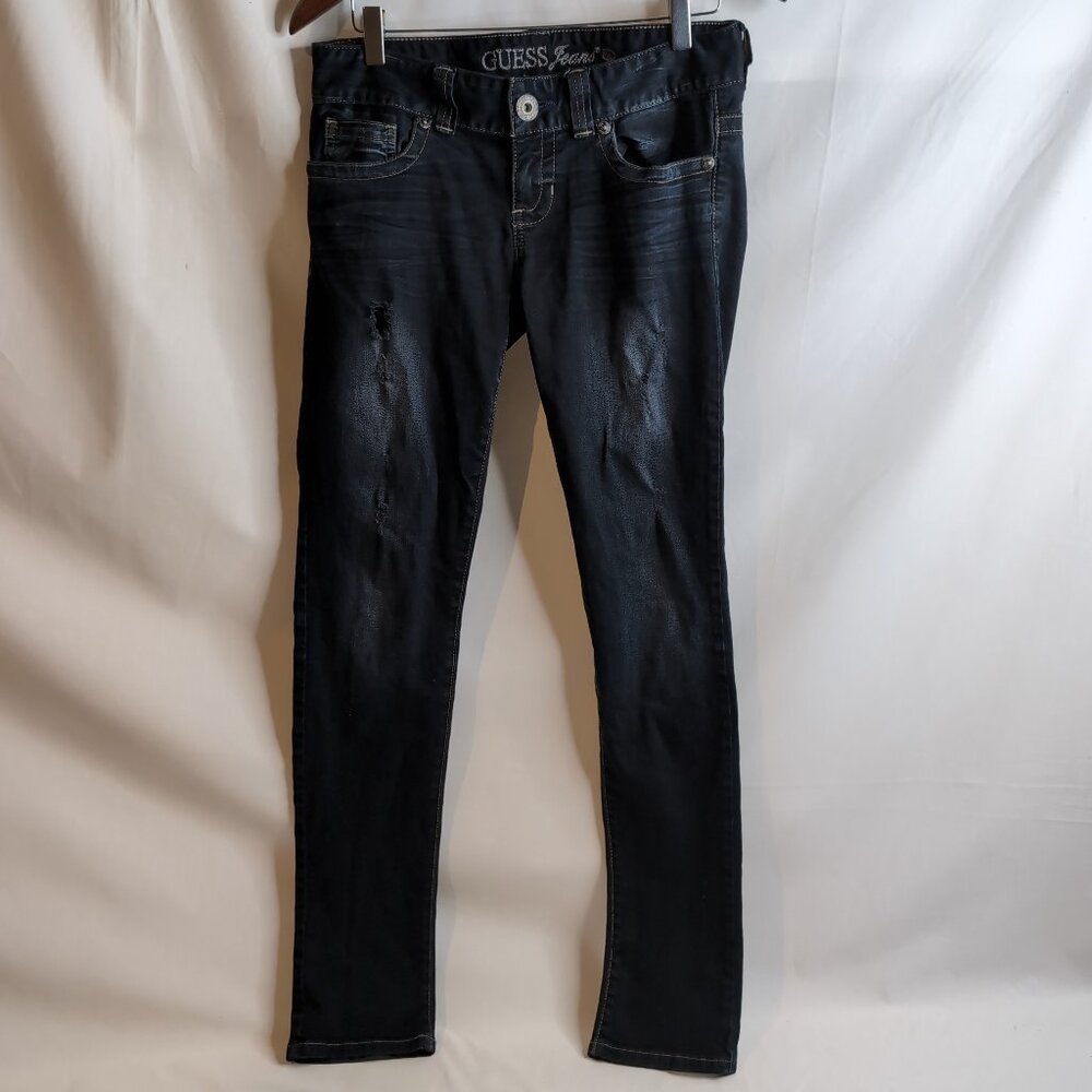 Y2K Guess Jeans Women's Navy Denim Jeans Dark Wash, Size 28